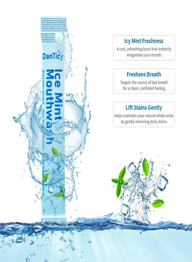 DanTicy Mouthwash Travel Size, Alcohol-Free Mouthwash, Portable, Fresh Breath, Mini Packets, 30 Count, Ice Mint - Image 3